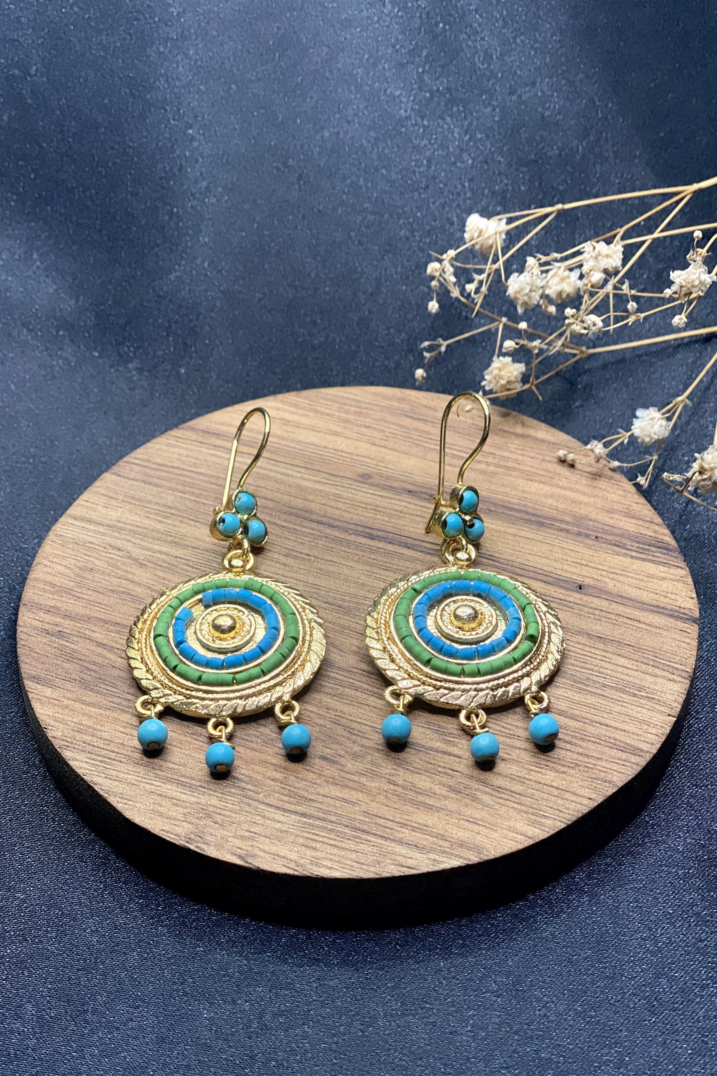 Chara Earrings In Green & Turquoise