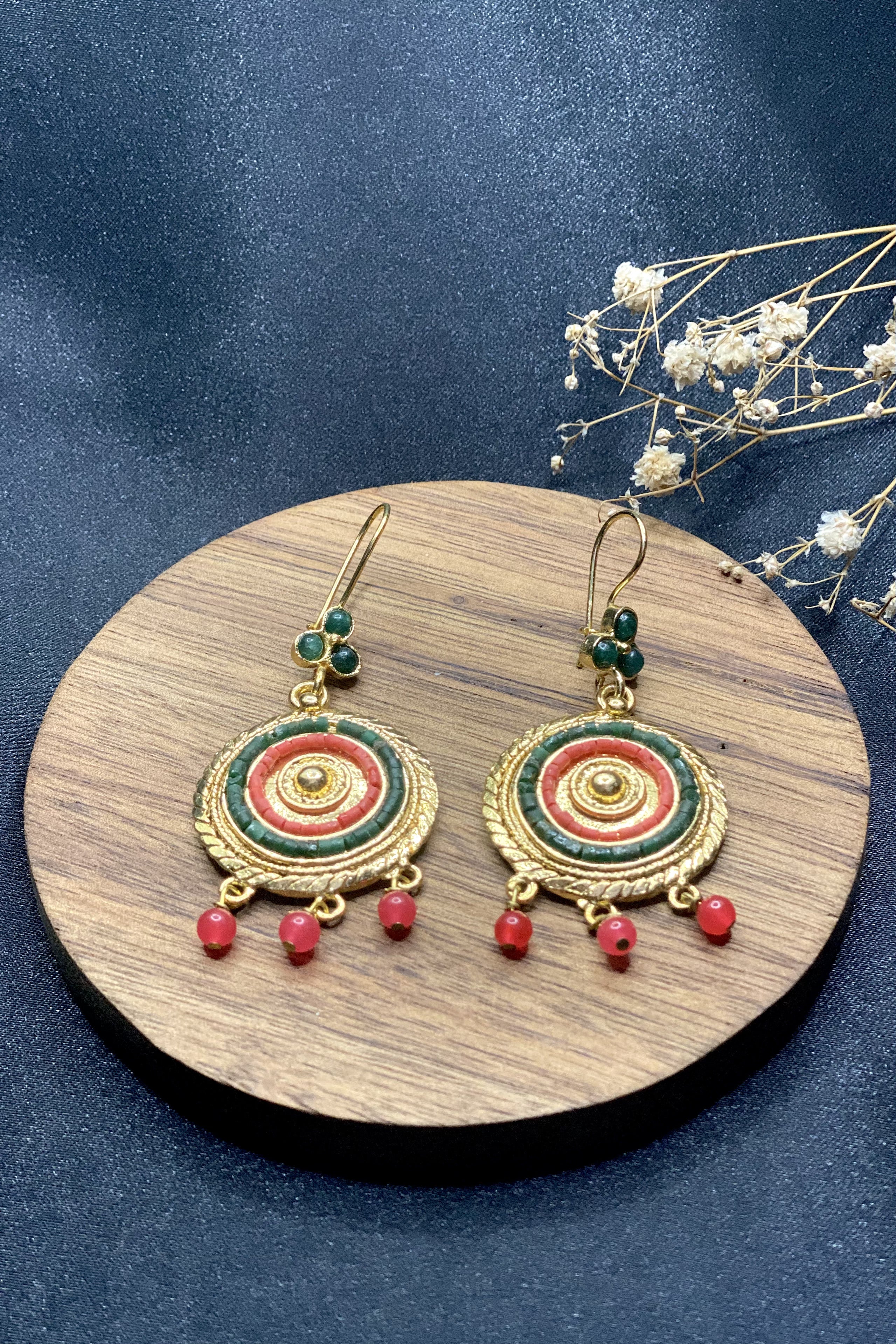 Chara Earrings In Forest & Red