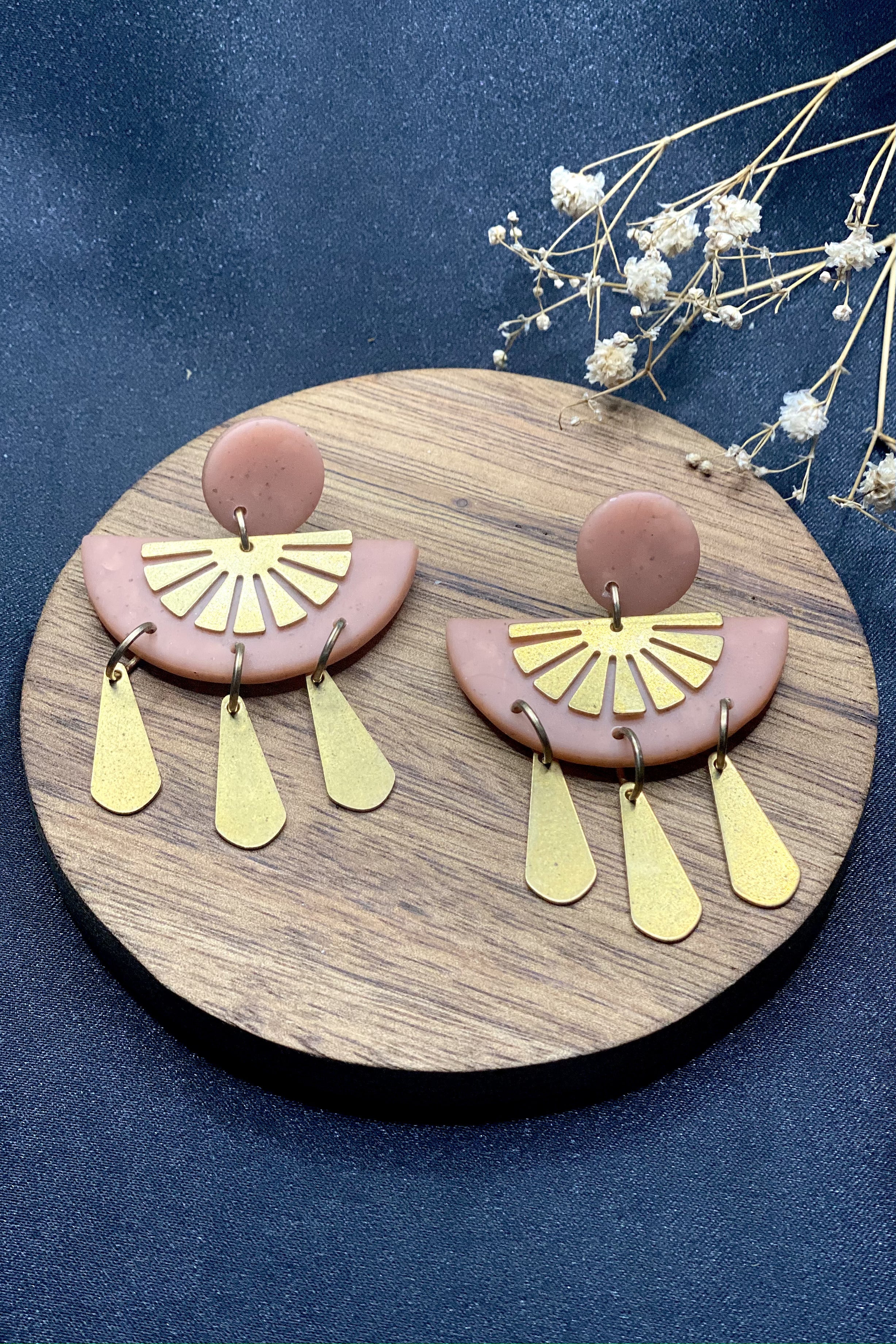 Clay & Brass Earrings In Blush Ophelia