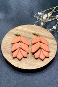 Clay & Brass Earrings in Orange Leaf