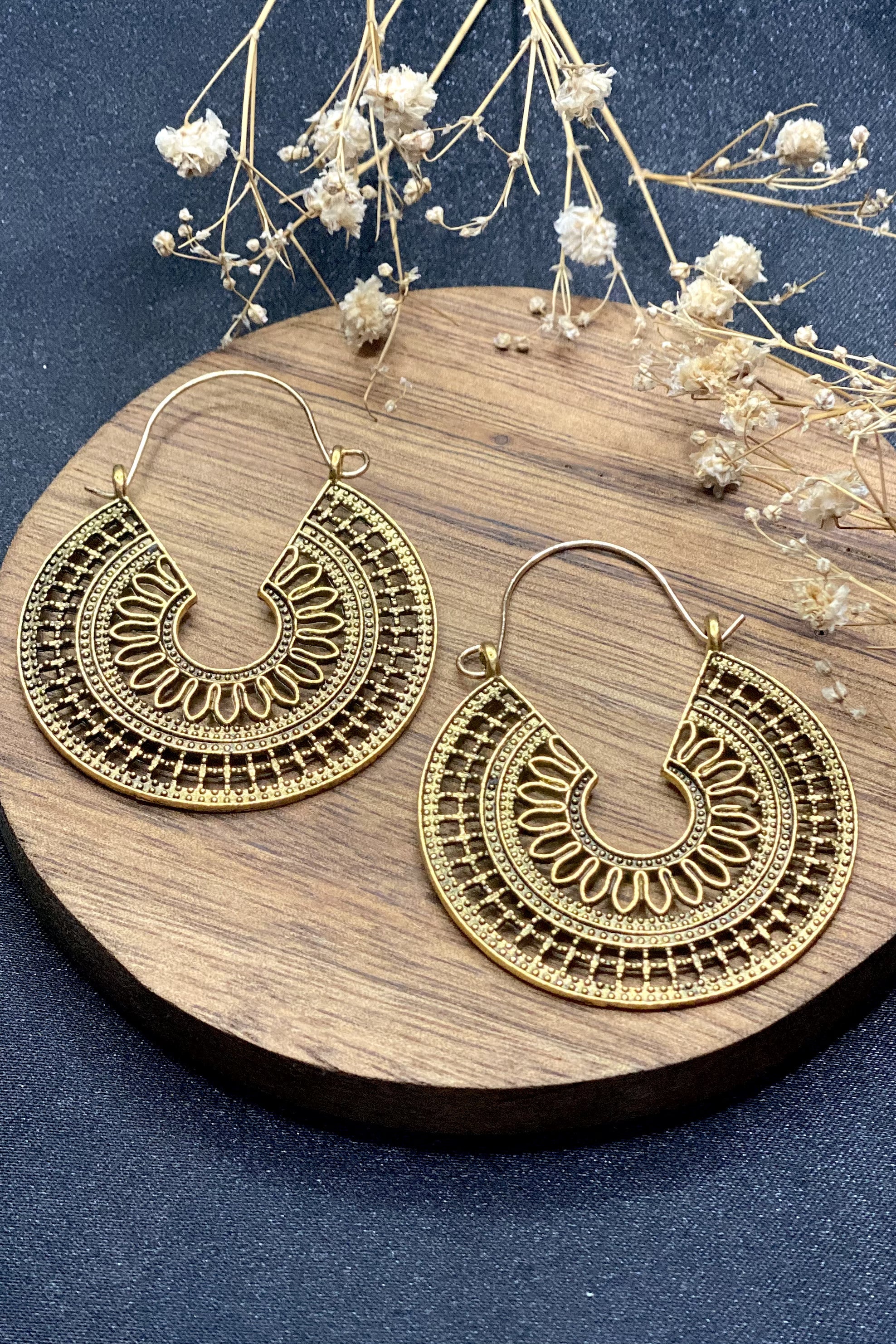 Golden Sunburst Hoop Earrings