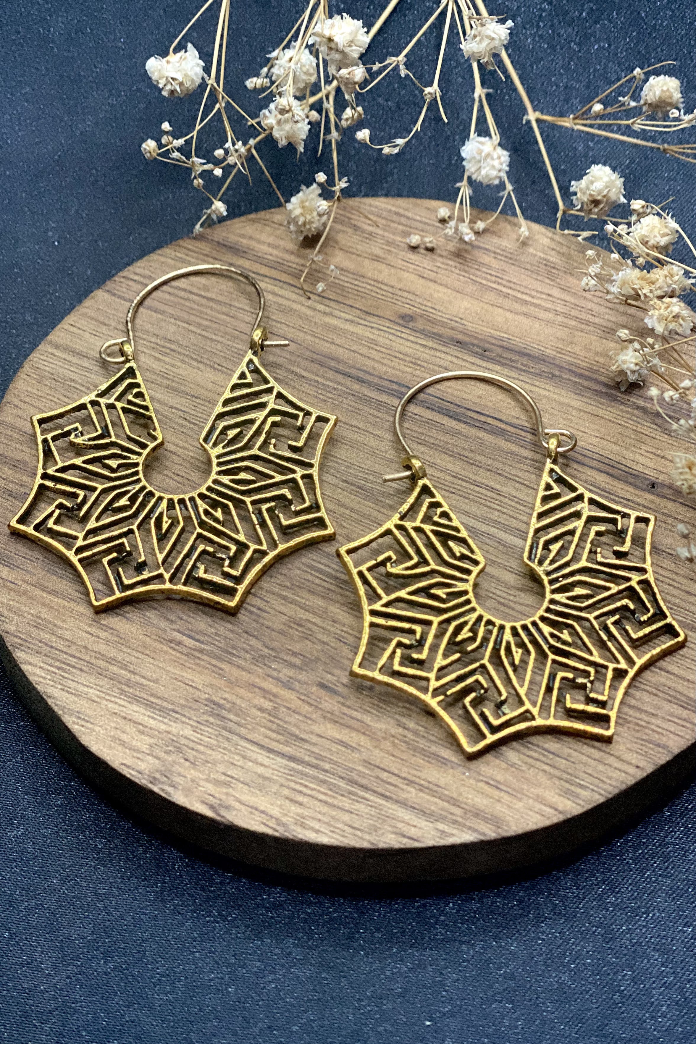 Golden Geometric Hoop Earrings