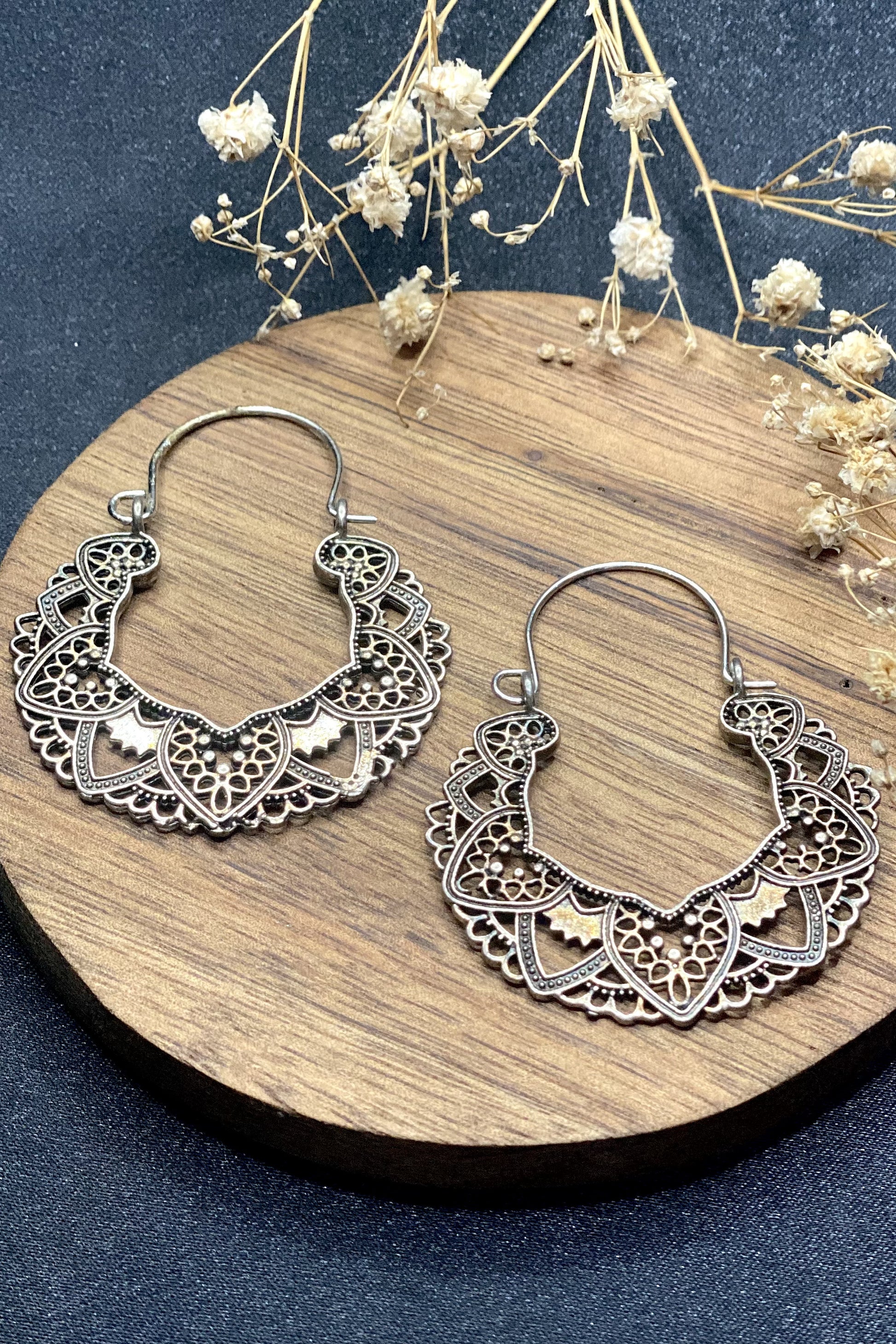 Silver Regal Hoop Earrings