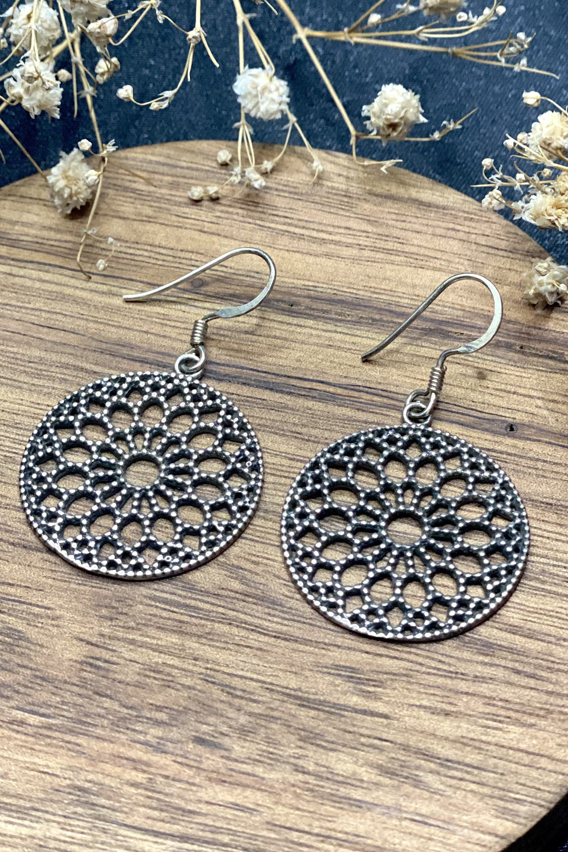 Sterling Silver Mandala Danglers