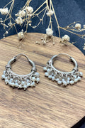 Sterling Silver & Pearl Hoop Earrings