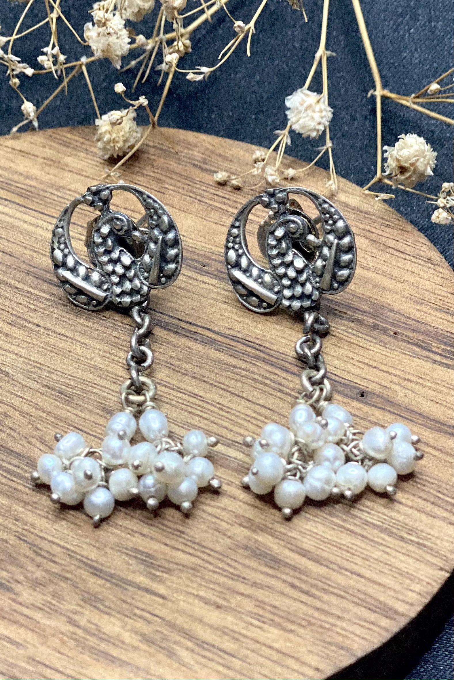 Sterling Silver & Pearl Bina Earrings