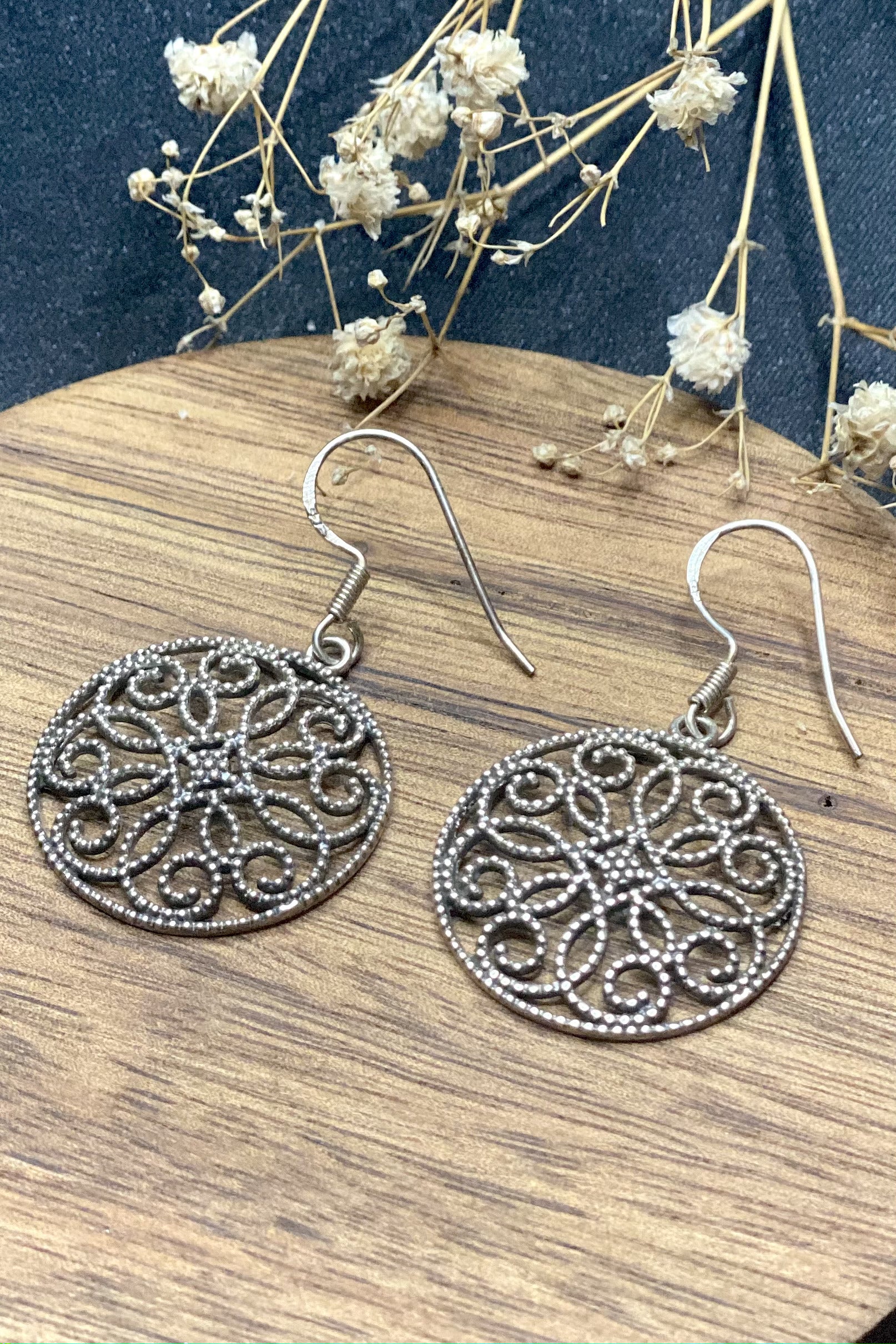 Sterling Silver Swirl Filigree Danglers