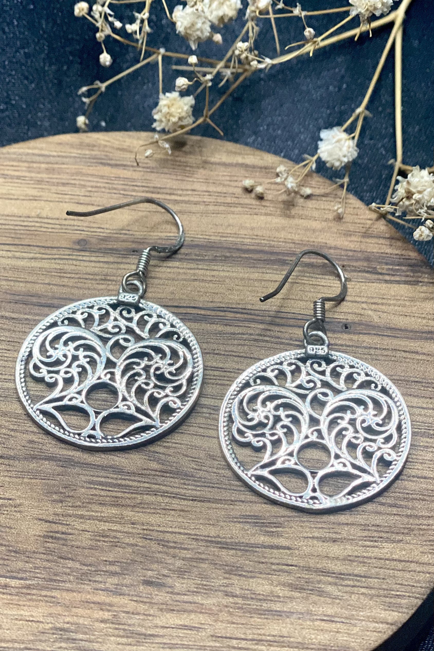 Sterling Silver Swirly Disc Danglers