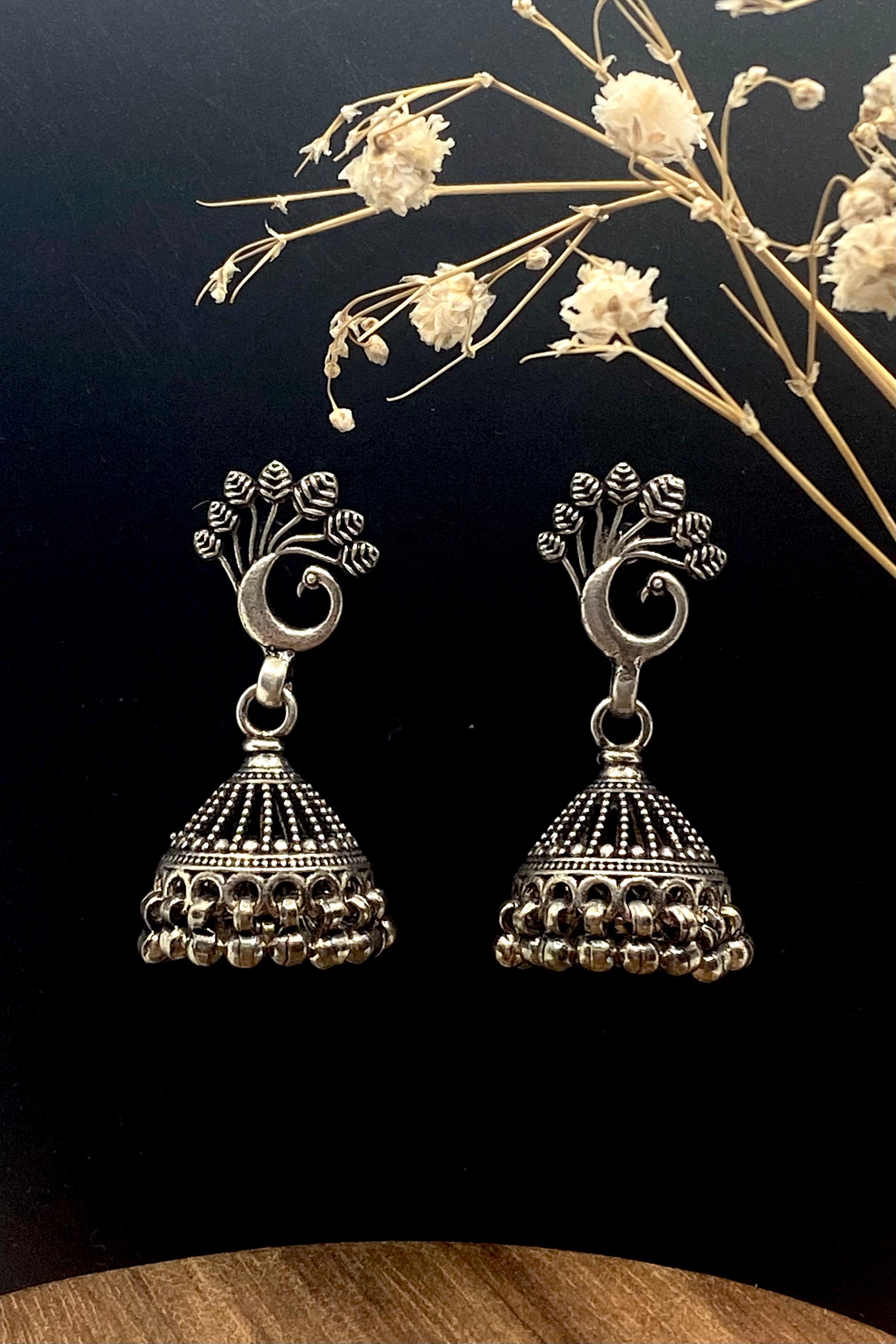 Sterling Silver Birdcage Jhumka Earrings