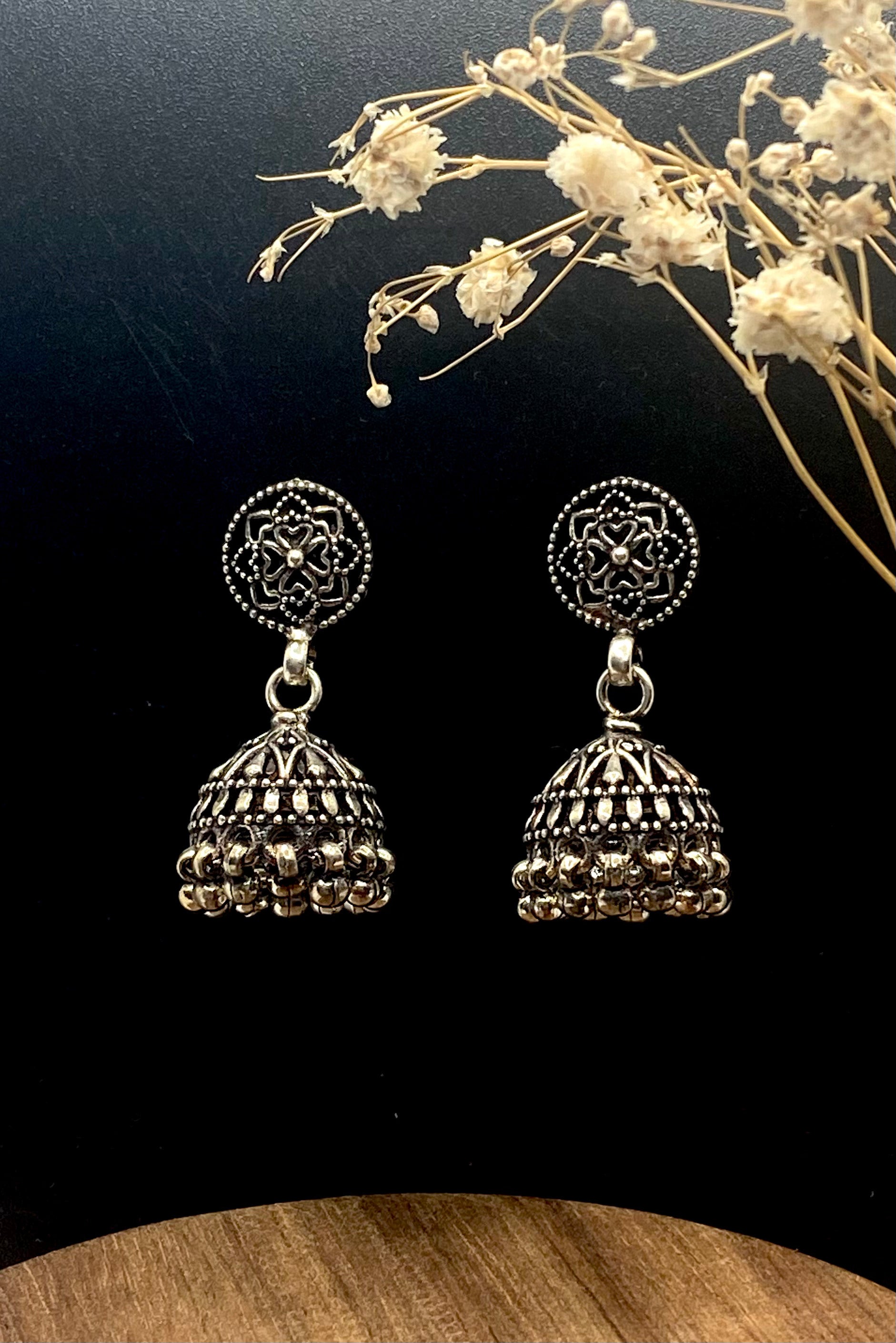 Sterling Silver Marigold Jhumka Earrings