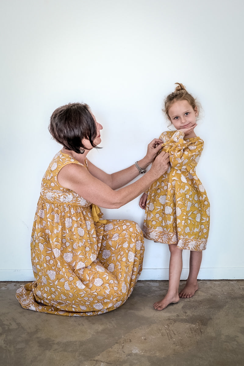Girl's Yellow & White Floral Boho Dress