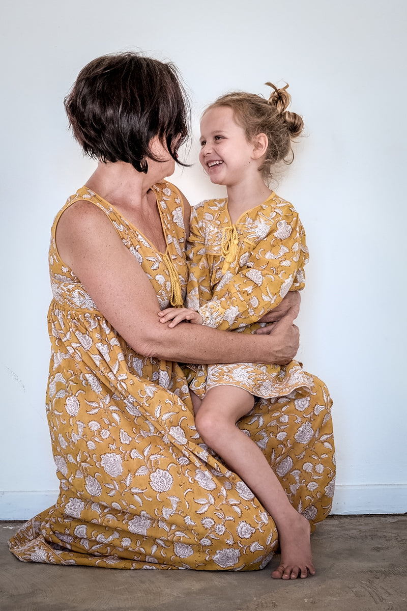 Girl's Yellow & White Floral Boho Dress