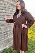 Kamari Corduroy Dress In Umber