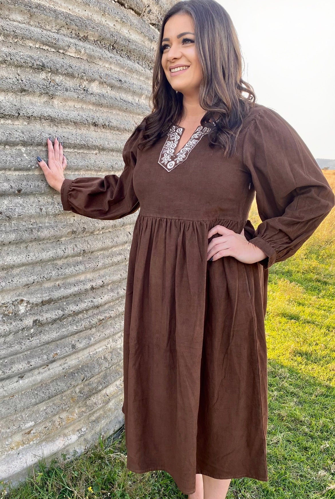 Kamari Corduroy Dress In Umber