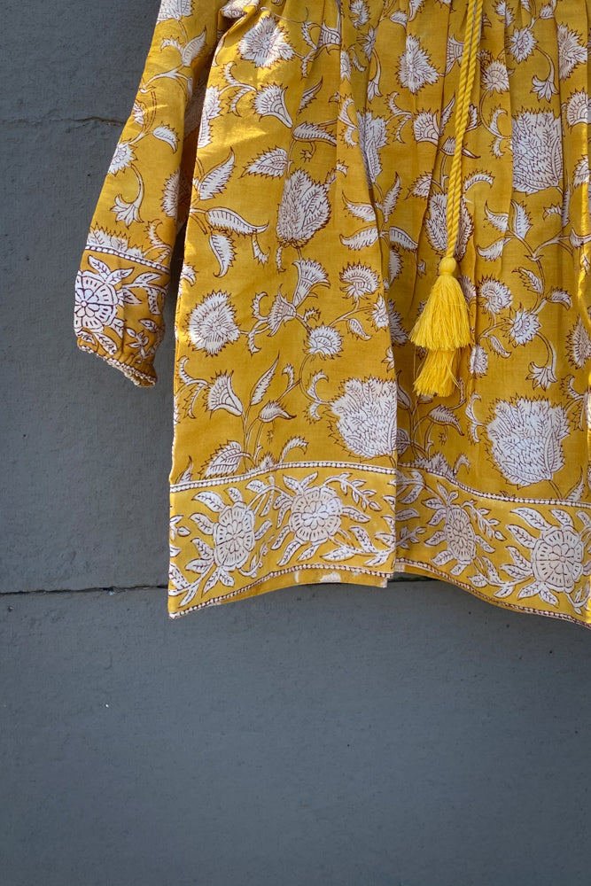 Girl's Yellow & White Floral Boho Dress