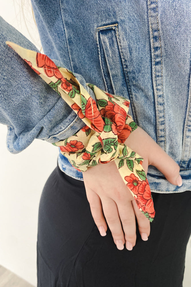 Vintage Floral Yellow Bandana