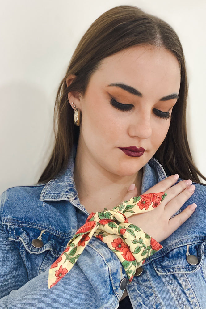 Vintage Floral Yellow Bandana
