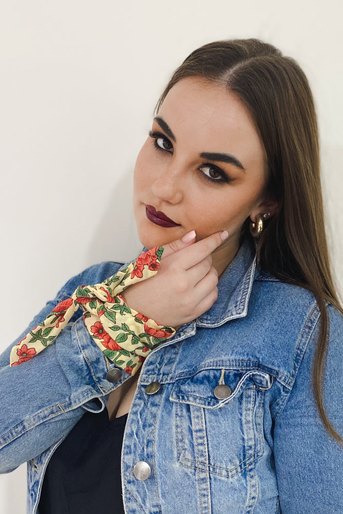 Vintage Floral Yellow Bandana