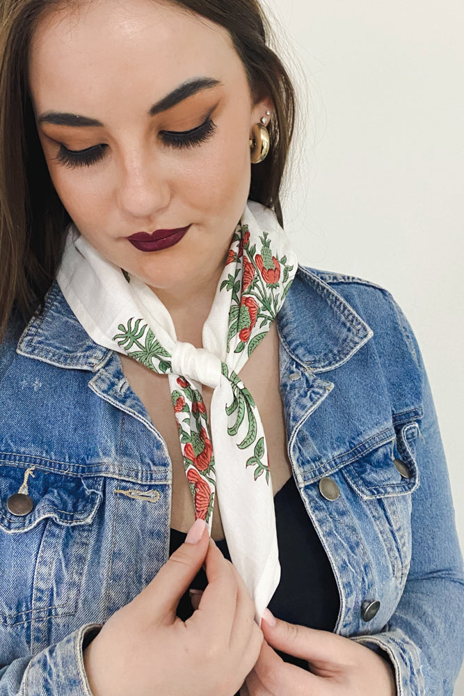 Red and Green bouquet Bandana
