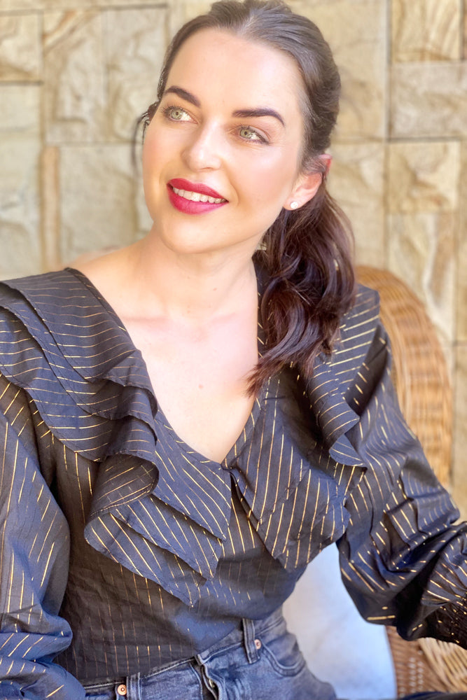 Azalea Blouse in Black Lurex