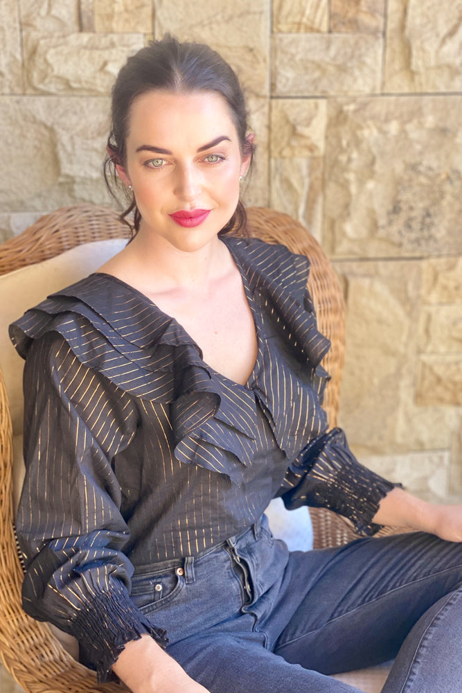 Azalea Blouse in Black Lurex