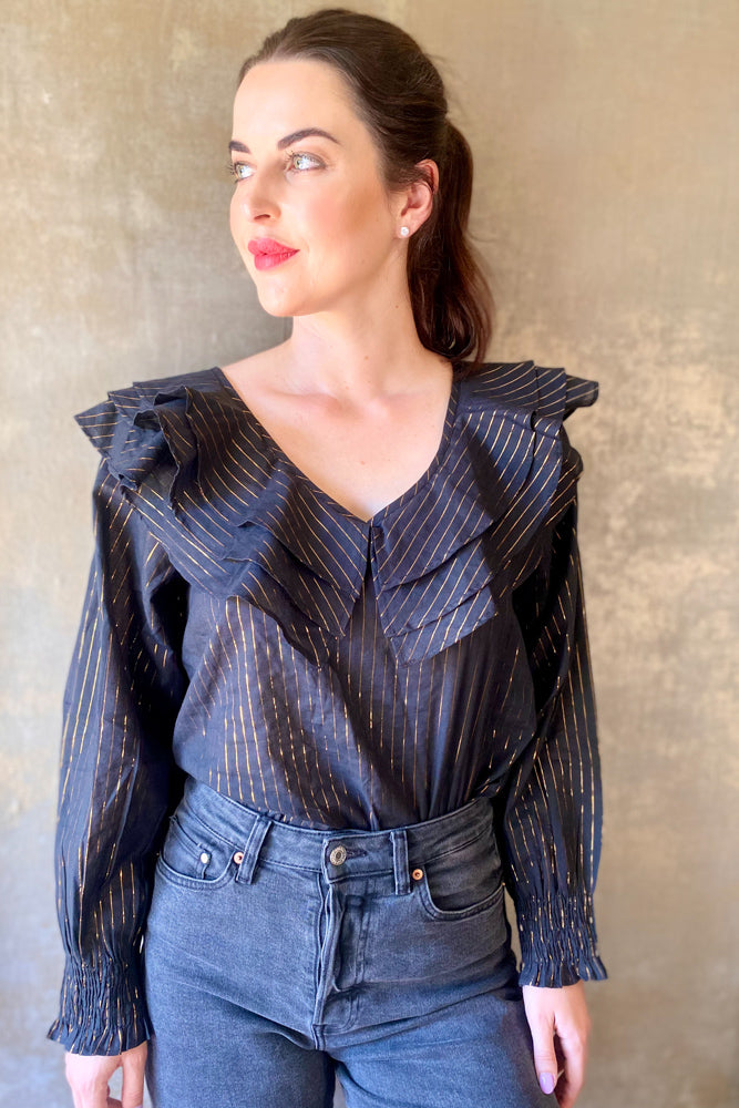 Azalea Blouse in Black Lurex