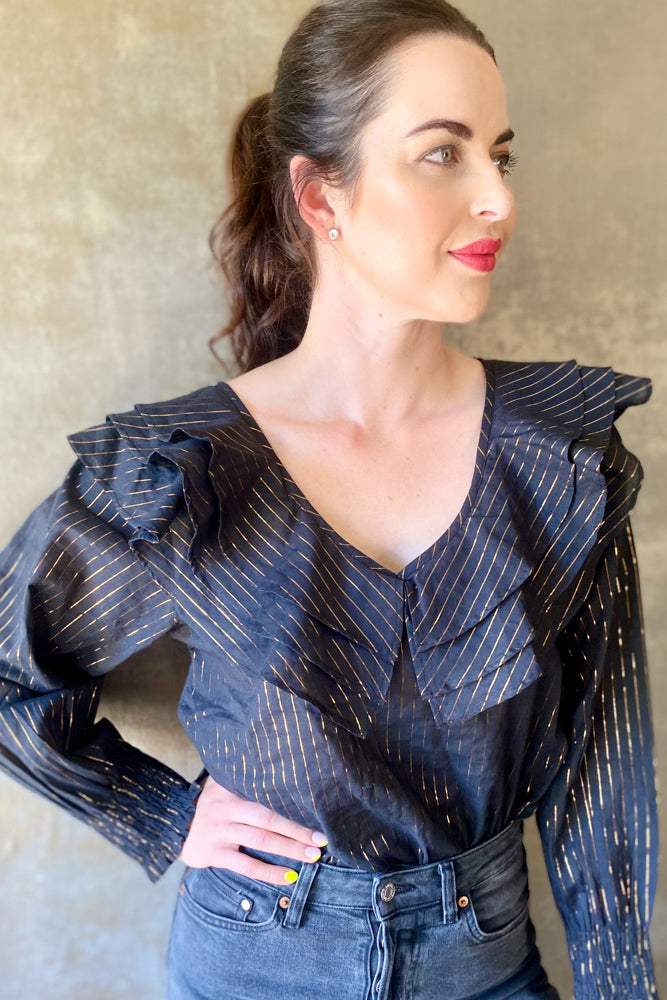 Azalea Blouse in Black Lurex