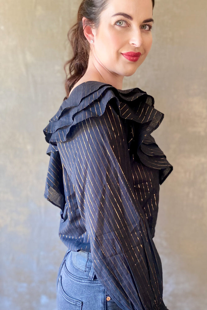Azalea Blouse in Black Lurex
