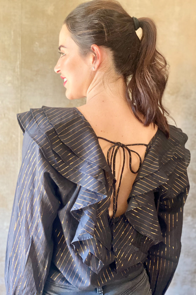 Azalea Blouse in Black Lurex