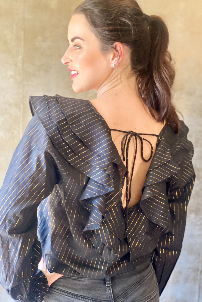 Azalea Blouse in Black Lurex