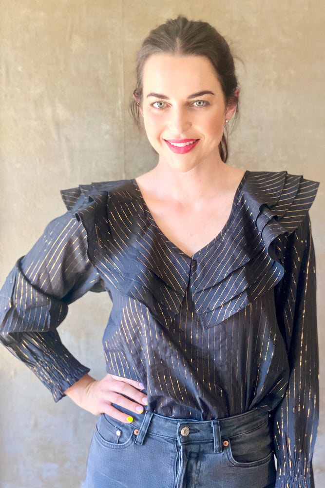 Azalea Blouse in Black Lurex