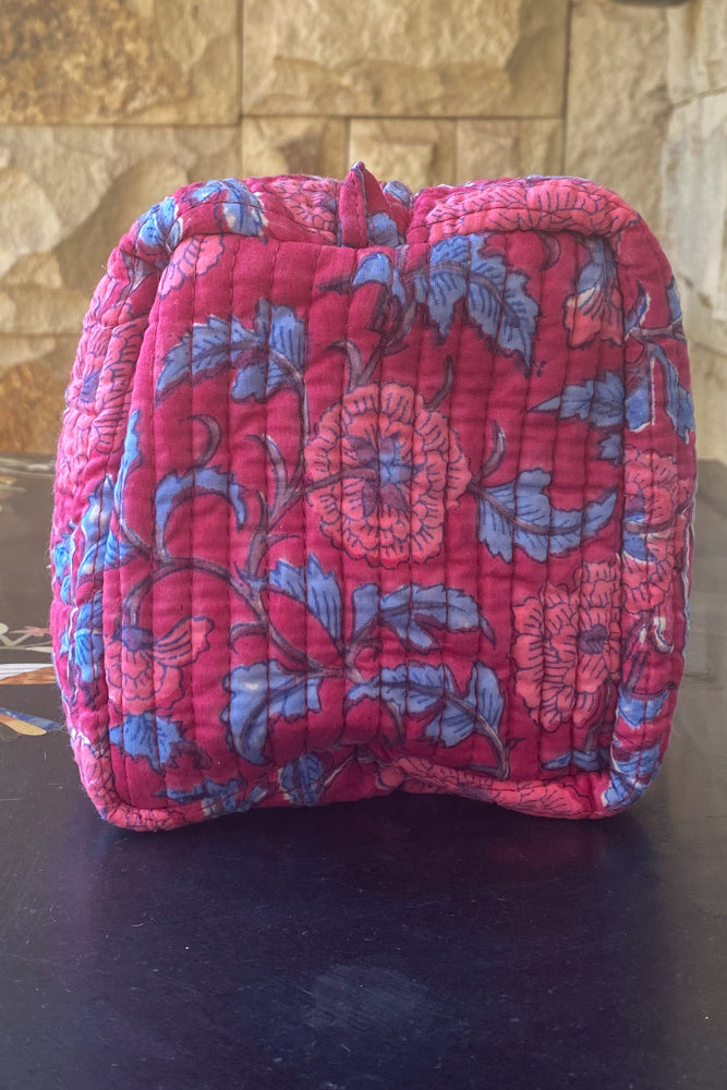 Quilted Toiletry Bag Pink Rose Garden