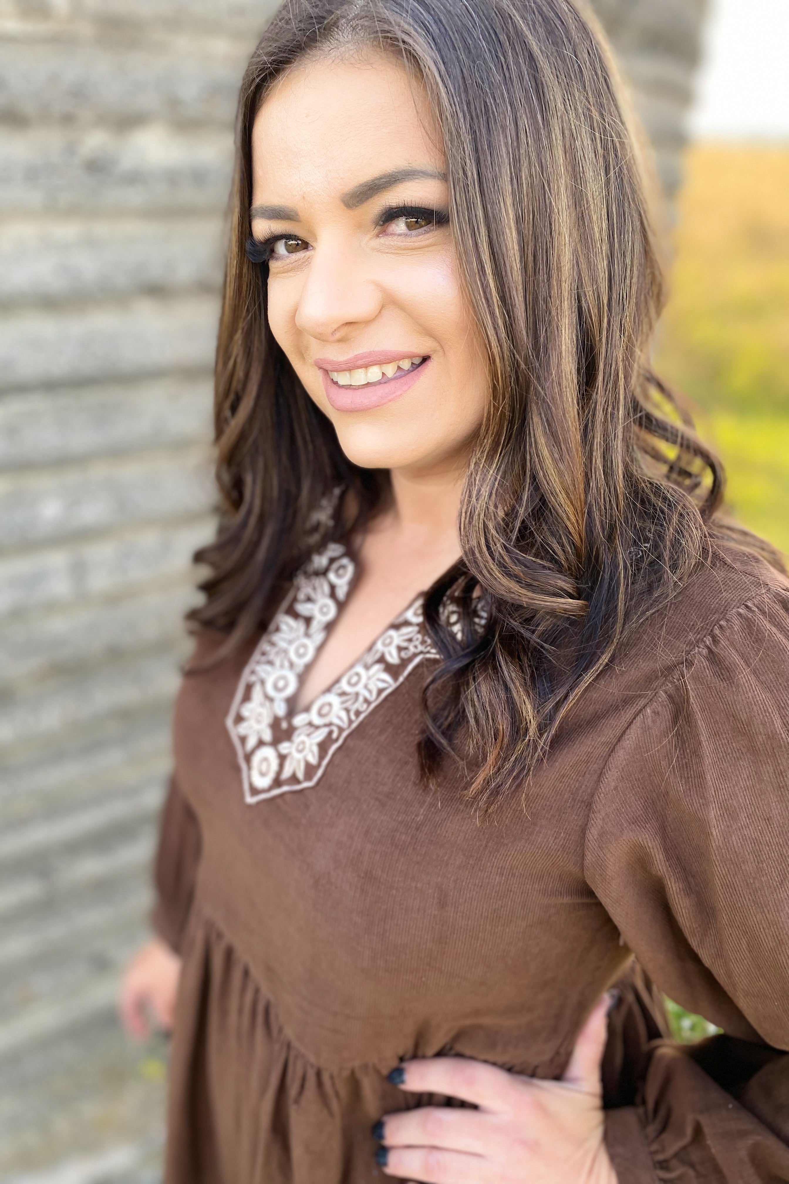 Kamari Corduroy Dress In Umber