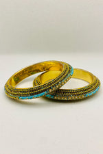 Golden Diamanté Bangle In Turquoise