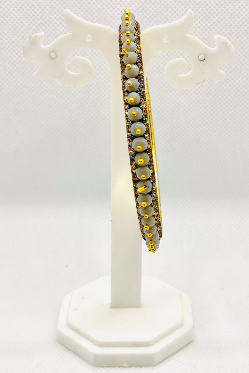 Golden Beaded Bangle In Mist